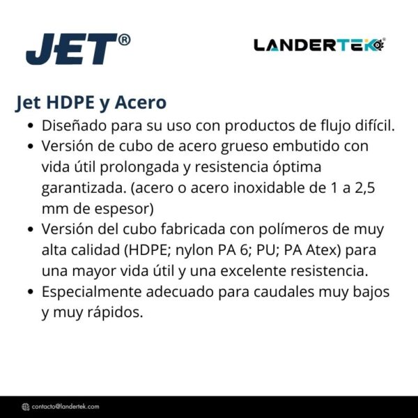 Cangilones de plástico JET® instalados en elevador industrial