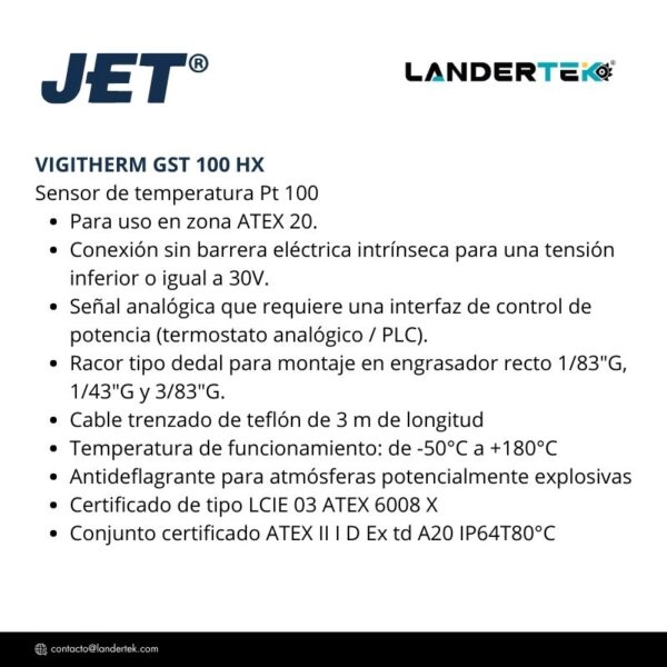 VIGITHERM GST 100 HX – Sonda de temperatura PT100 - Imagen 2