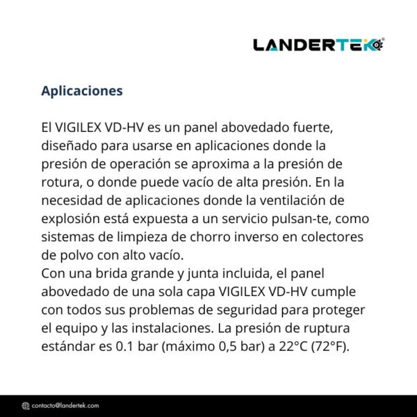 Panel VIGILEX VD-HV instalado en colector de polvo con chorro inverso