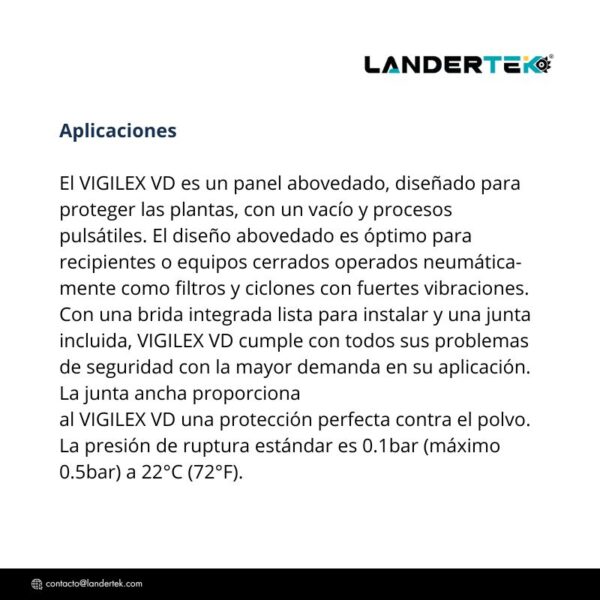 Panel VIGILEX VD abovedado instalado en filtro con vibraciones
