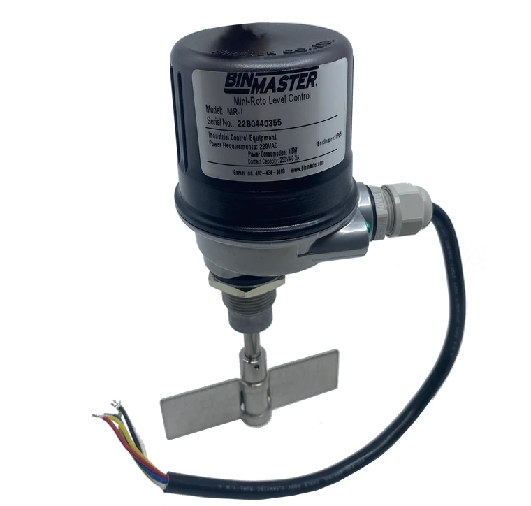 SENSOR ROTATIVO MINI BINMASTER 220 VAC PALETA RECTANGULAR SENCILLA EN ACERO INOXIDABLE